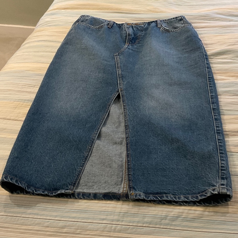Zara Blue Denim Midi Skirt
